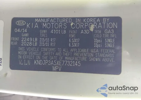 2014 Kia Soul + z USA, uszkodzony, nr VIN KNDJP3A5XE7732145